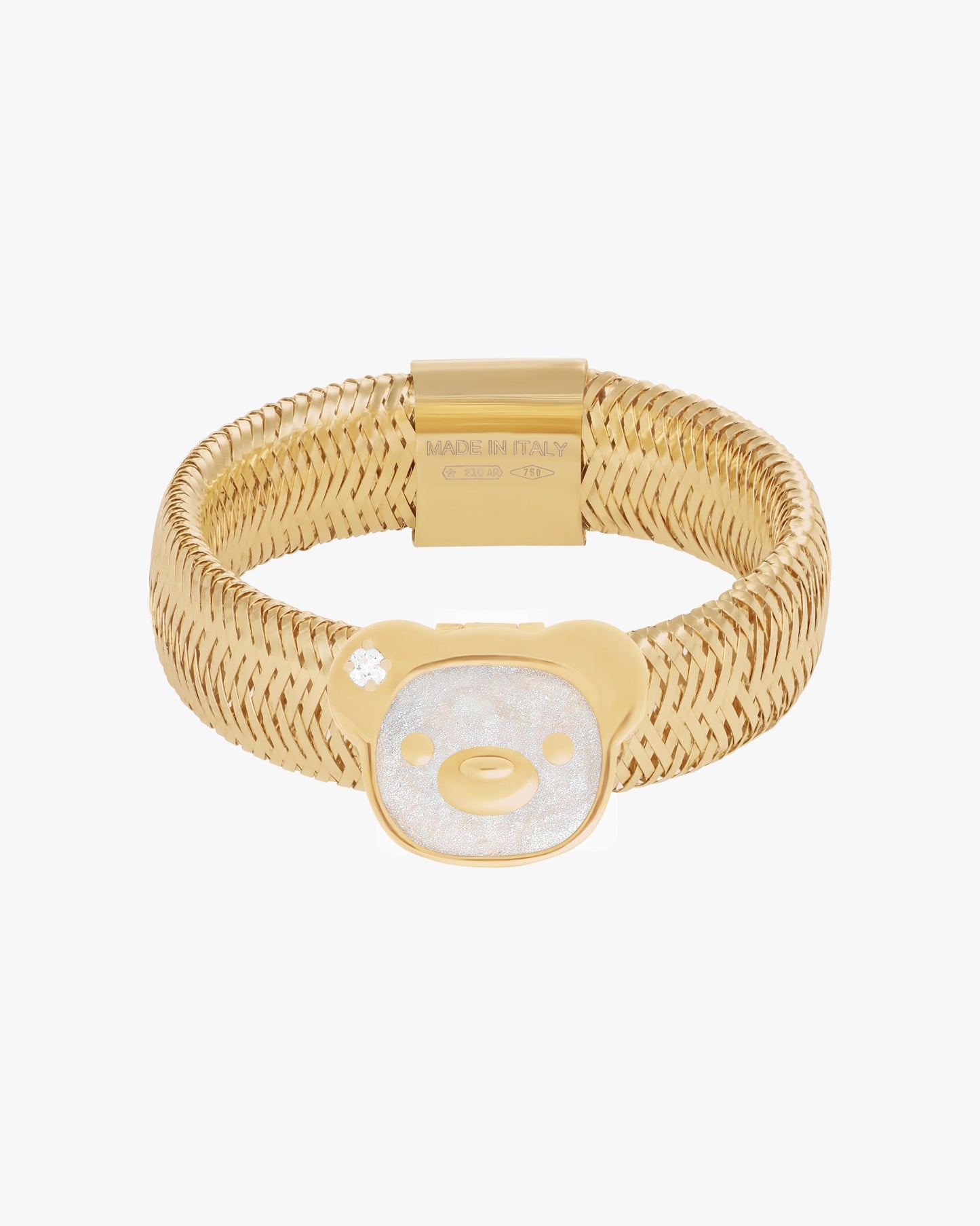 TENDER BEAR CHARM RIBBON RING - Mother of Pearl