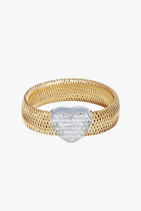 DIAMOND HEARTED RIBBON RING