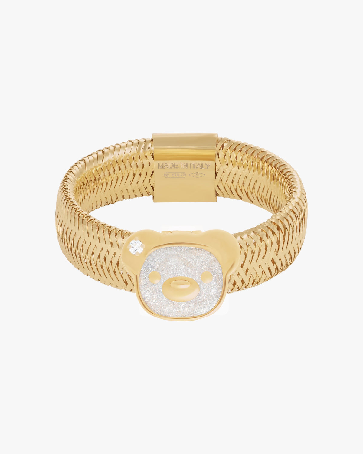 TENDER BEAR CHARM RIBBON RING - Mother of Pearl