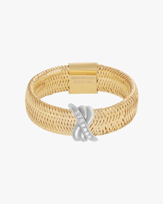 TIED TO YOU CHARM RIBBON RING - White