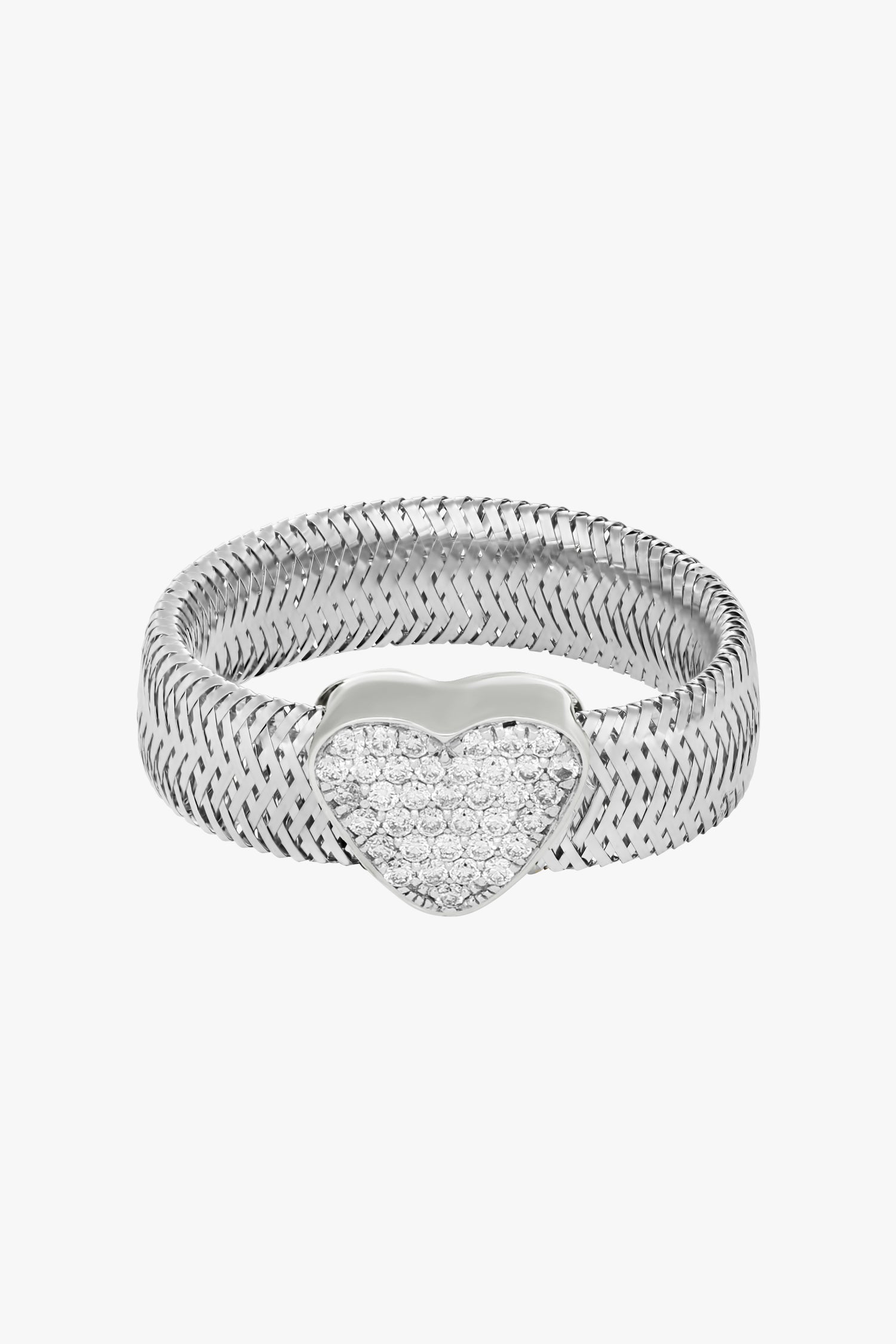 DIAMOND HEARTED RIBBON RING