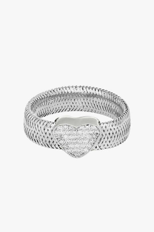 DIAMOND HEARTED RIBBON RING