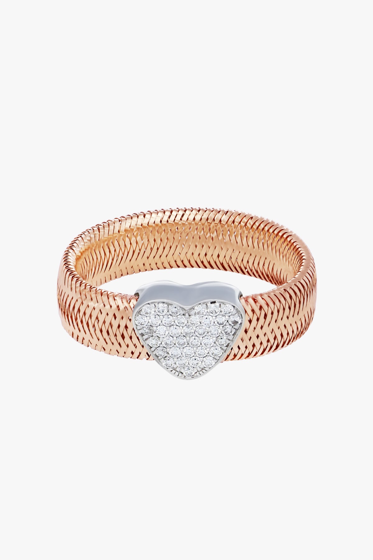 DIAMOND HEARTED RIBBON RING