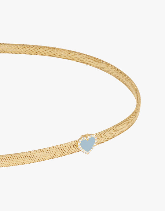 KEEP CLOSE CHARM BAND NECKLACE - Light Blue