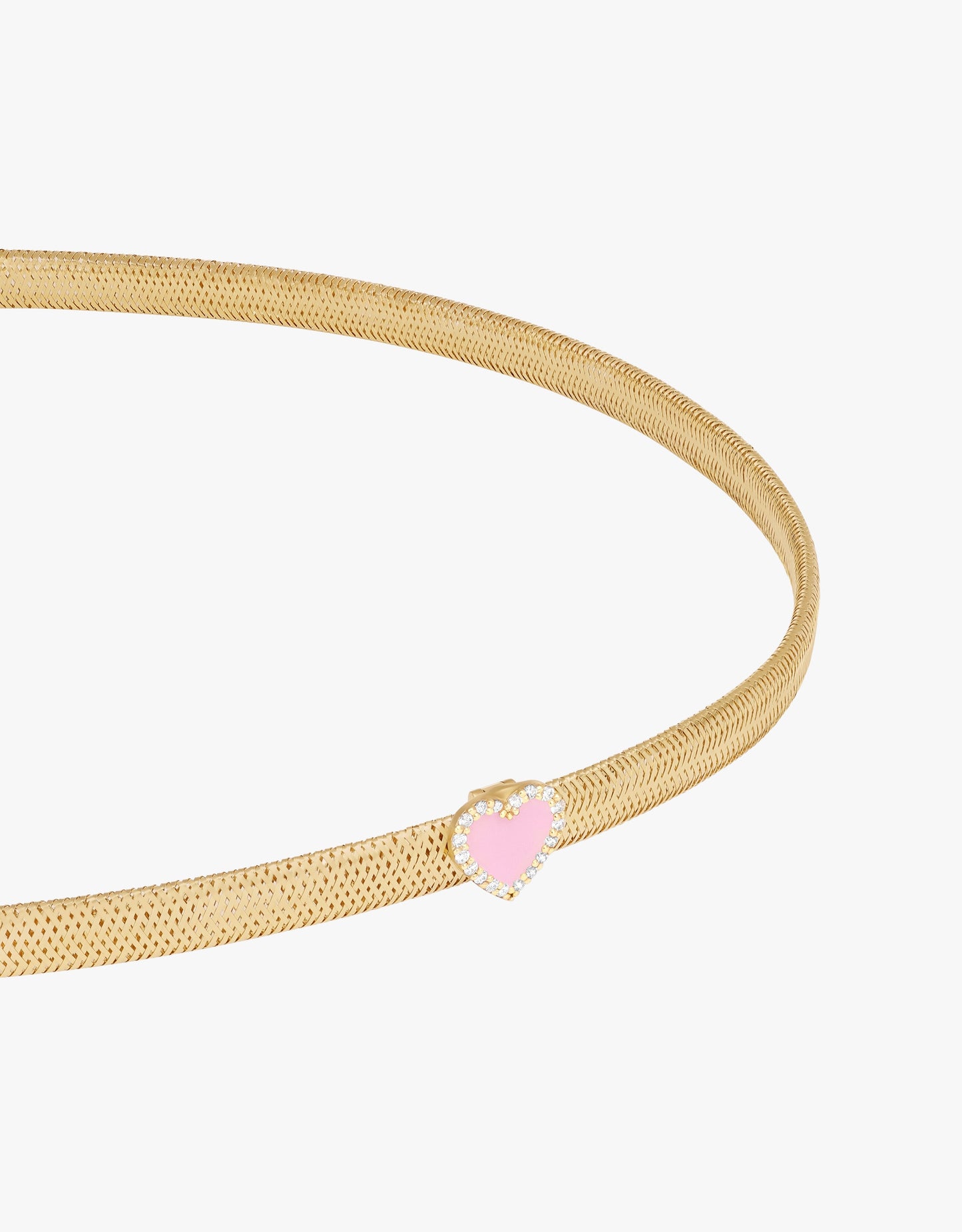 KEEP CLOSE CHARM BAND NECKLACE - Pink