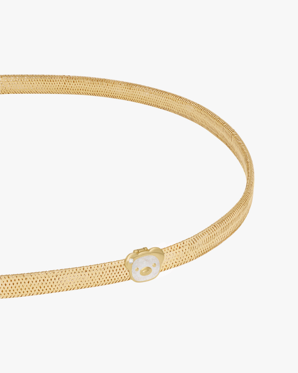 TENDER BEAR CHARM BAND NECKLACE - Mother of Pearl