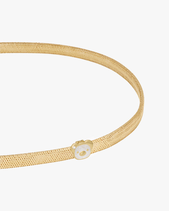 TENDER BEAR CHARM BAND NECKLACE - Mother of Pearl